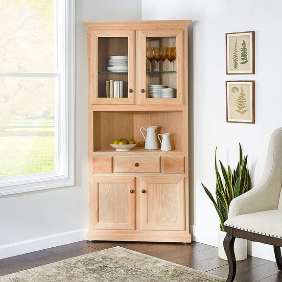 Traditional Oak Corner China Buffet