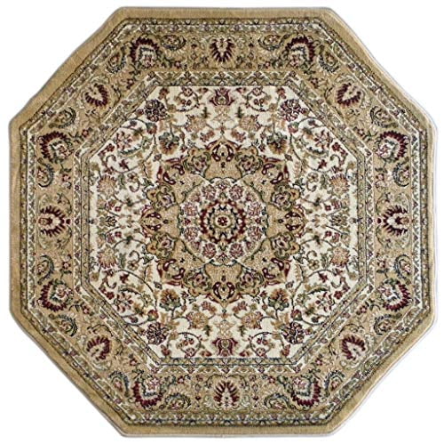 Traditional Octagon Area Rug Design Bellagio 401 Ivory (5 Feet 3 Inch x ...