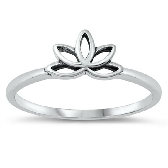Traditional Open Lotus Ring .925 Sterling Silver Band Jewelry Female Male Unisex Size 10