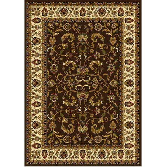 Traditional Oriental Brown Bordered Floral Area Rug - 2x8-Actual 1'9"x7'2"