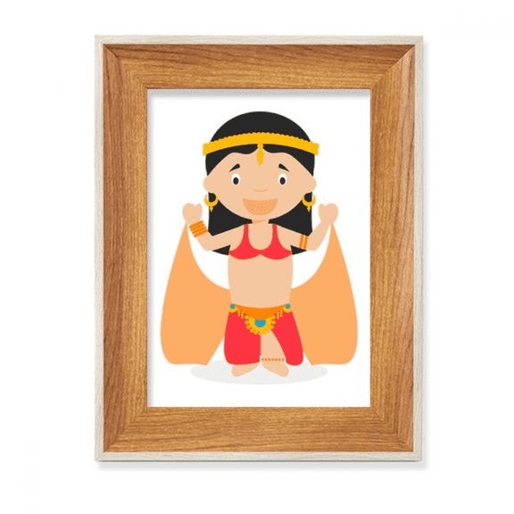 Traditional Oriental Dancer Cartoon Desktop Wooden Photo Frame Display Picture Art Painting Multiple Sets