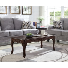 Traditional Ornate Detailing Dark Cherry Finish Wood Coffee Table