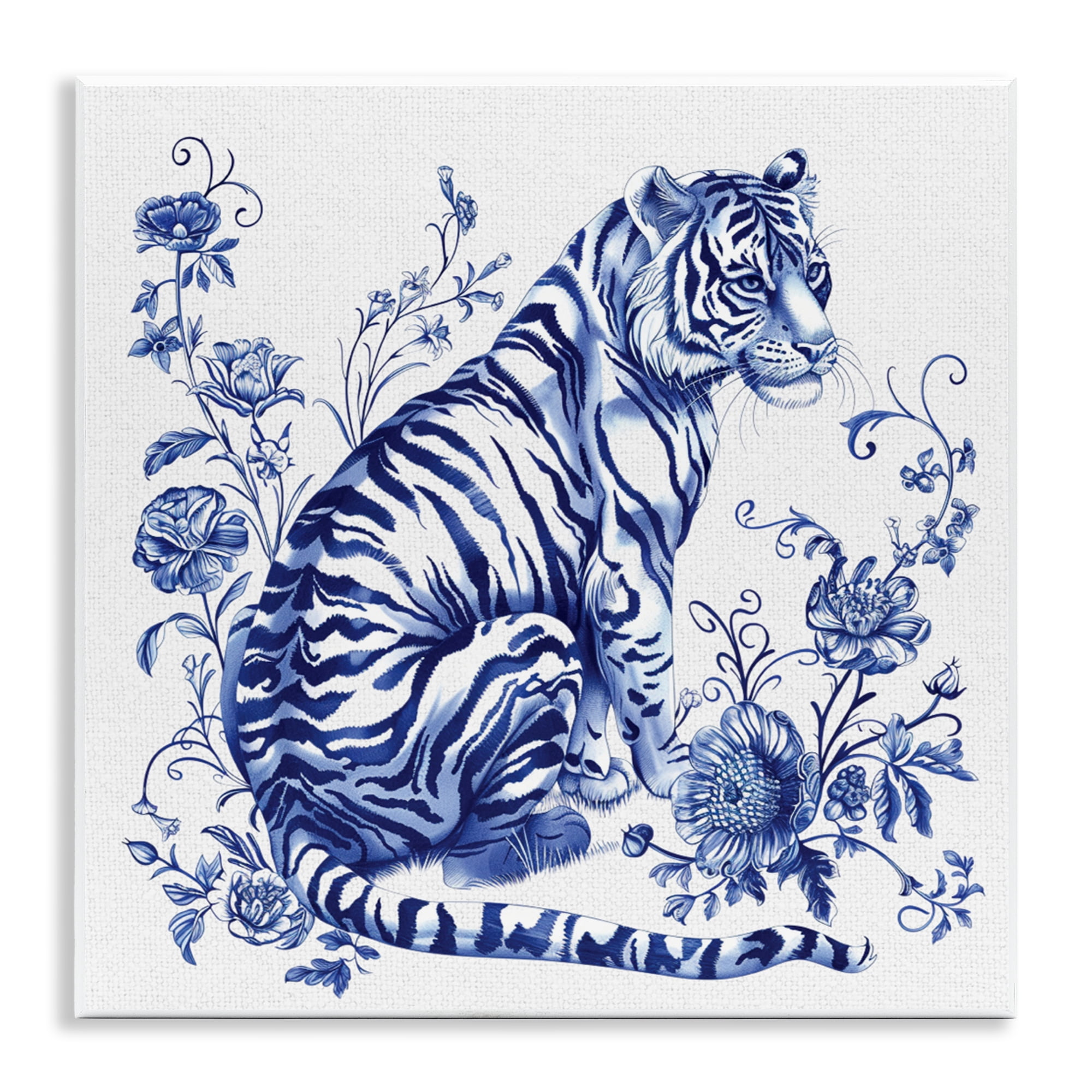 Traditional Ornate Floral Tiger Wall Plaque Art, design by Lettered and Lined