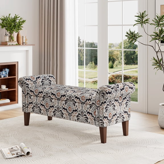 Traditional Ottoman - Rolled Arms & Trim - Living Room Use - Discreet Blanket Storage