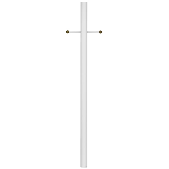 White Traditional Outdoor Lamp Post with 15.5 In. Cross Arm, Weather-Resistant, 80 In. x 3 In.