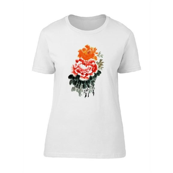 Traditional Painted Peony T-Shirt Women -Image by Shutterstock, Female Small