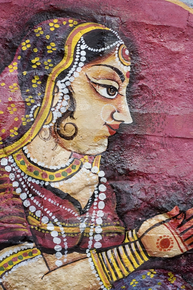 Traditional Painting On A Wall Jodhpur Rajasthan India Canvas Art - David DuChemin Design Pics (12 x 18)