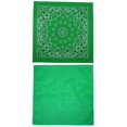 thumbnail image 1 of Traditional Paisley and Solid Color Double Sided Green Bandanas USA Made (Pack of 2), 1 of 1