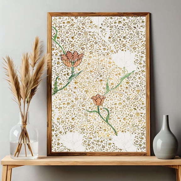 Traditional Pattern Art Print: Arabesque Wall Decor, Turkish Tile Poster, Floral Print 8x12 UNFRAMED