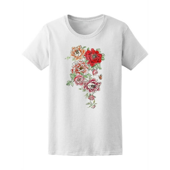 Traditional Peony Bouquet T-Shirt Women -Image by Shutterstock, Female XX-Large