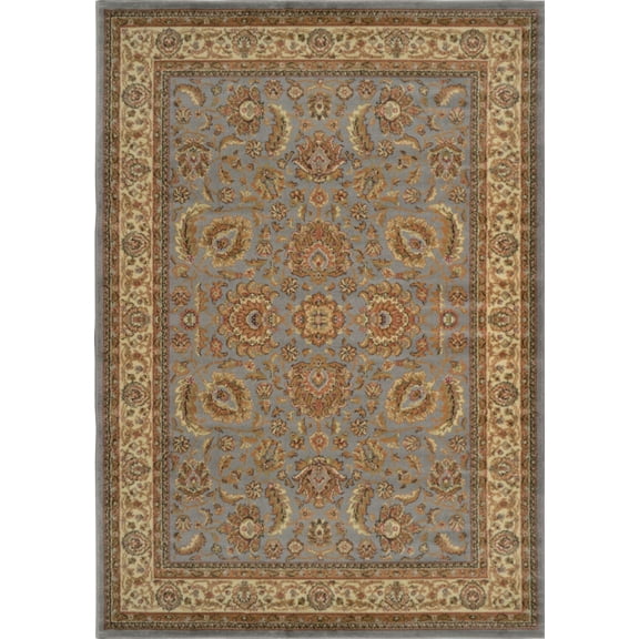 Traditional-Persian Oriental Blue Bordered Vines Paisley Floral Area Rug - 2' 7" x 4' 2" Rectangle