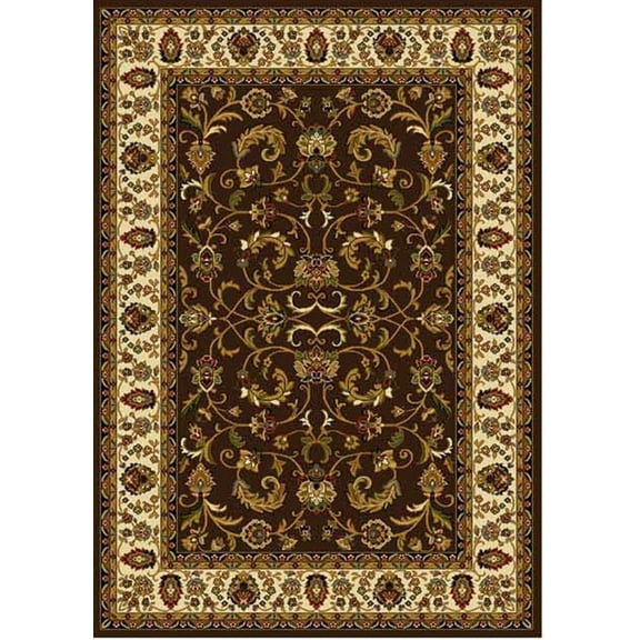 Traditional Persian Oriental Brown Bordered Floral Area Rug -Actual 5' 2" x 7' 2"