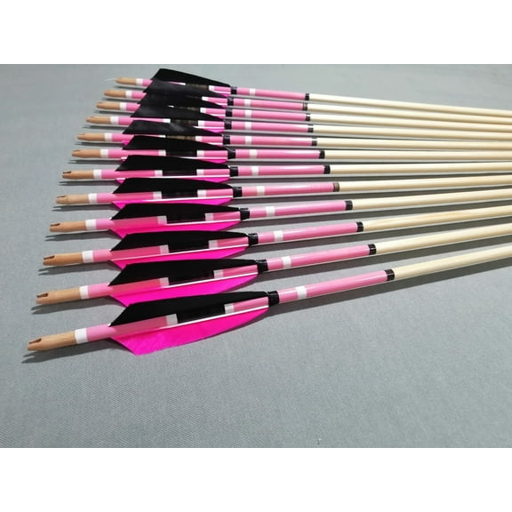 Traditional Personalized Archery Wooden Arrow For Recurve Bow & Longbow Pink Black Medieval Ottoman Hunting Arrow Christmas Gift For Archer