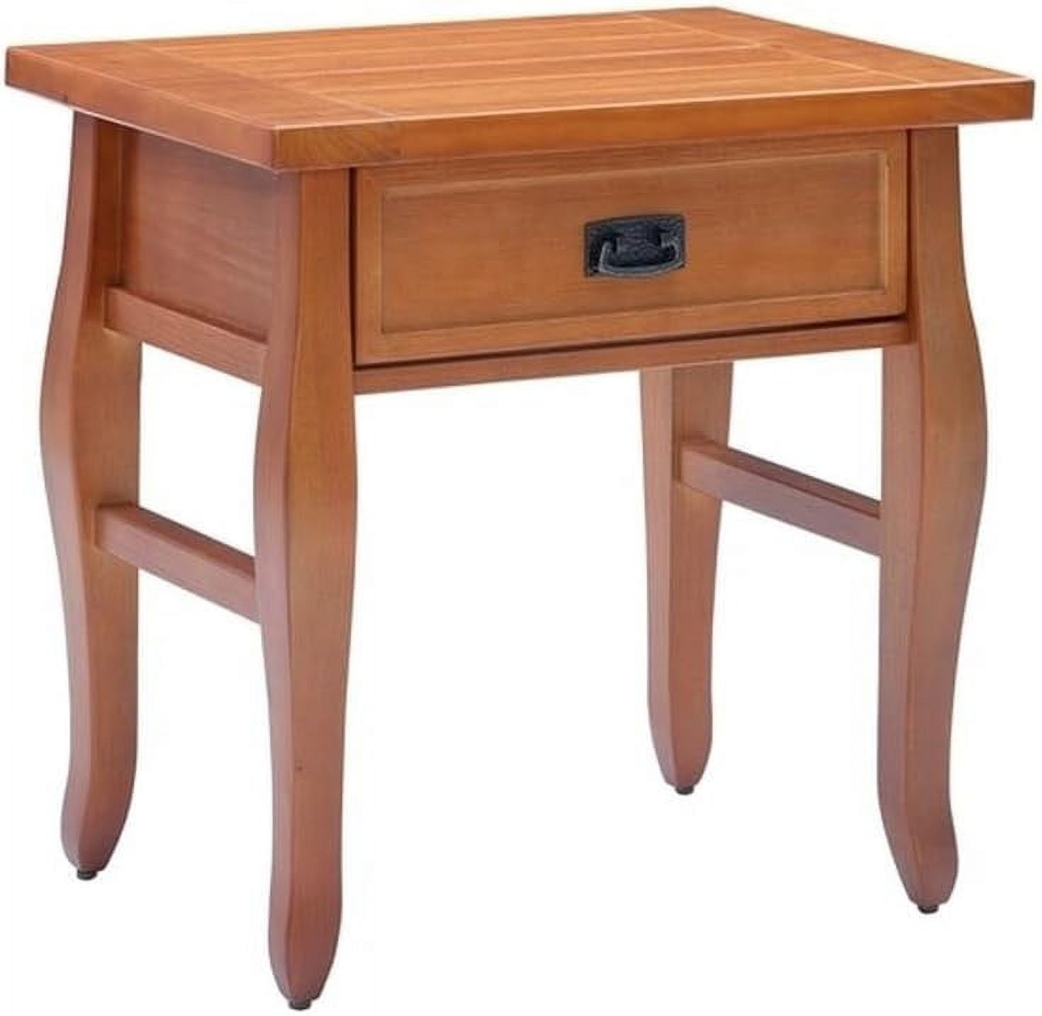 Traditional Pine Wood End Table In Antique Brown