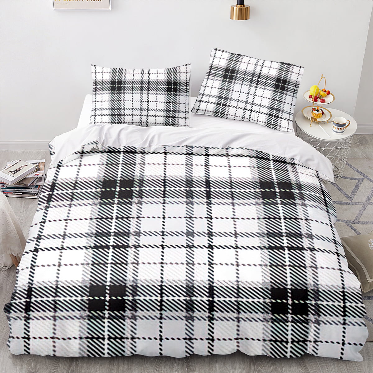 Traditional Plaid Comforter Cover Gingham Geometric Checker Bedding Set