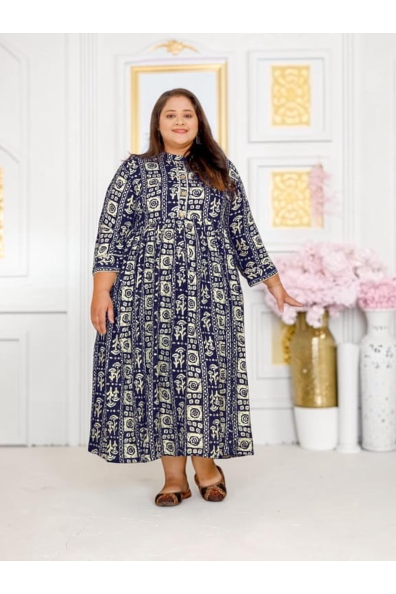 Traditional Plus Size Rayon Long Kurti, Cultural Wear for Women