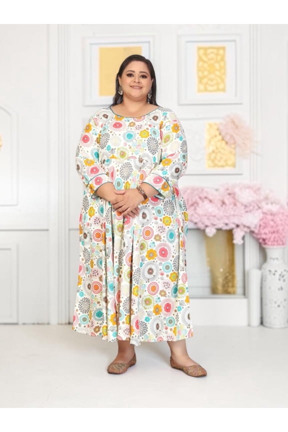Traditional Plus Size Rayon Long Kurti, Cultural Wear for Women
