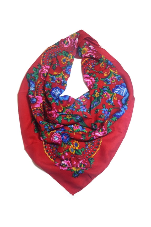 Traditional Polish Folk Head Scarf - Red