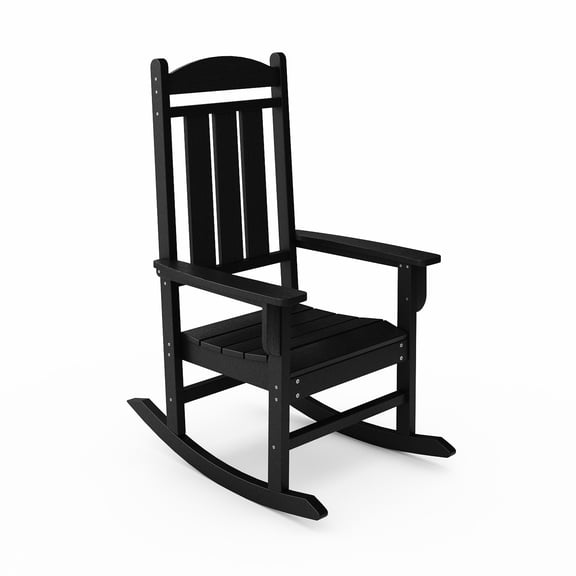 Traditional Porch Rocker In Black - Comfortable For Outdoor Living With Weather Frame Made Of Lumber