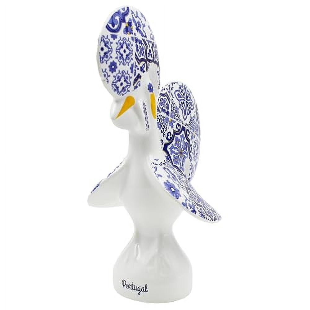 Traditional Portuguese Blue & White Tile Azulejo Ceramic Good Luck Rooster Galo Barcelos - Handcrafted Dcor Symbolizing Good Luck & Prosperity