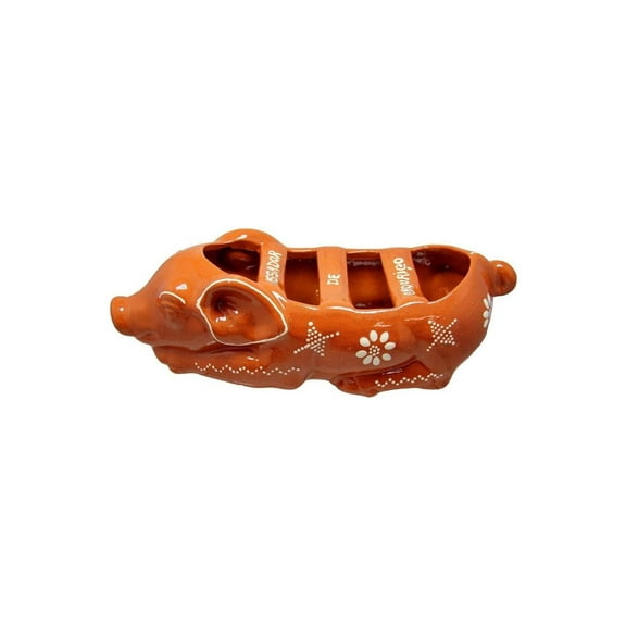 Traditional Portuguese Clay Terracotta Sleeping Pig Sausage Roaster, Made in Portugal Pottery