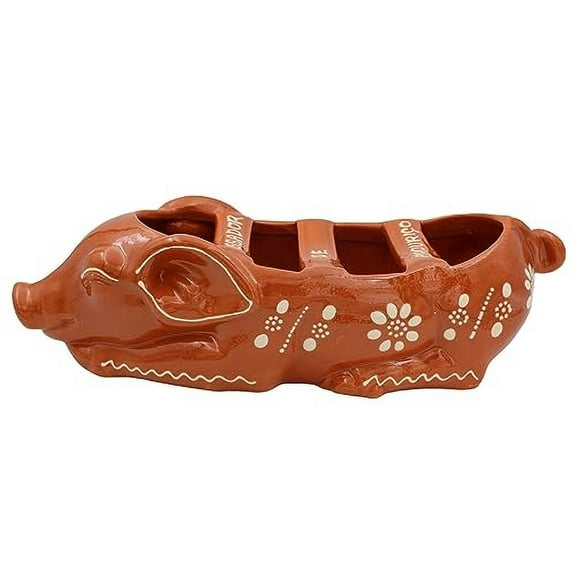 Traditional Portuguese Clay Terracotta Sleeping Pig Sausage Roaster, Made in Portugal Pottery