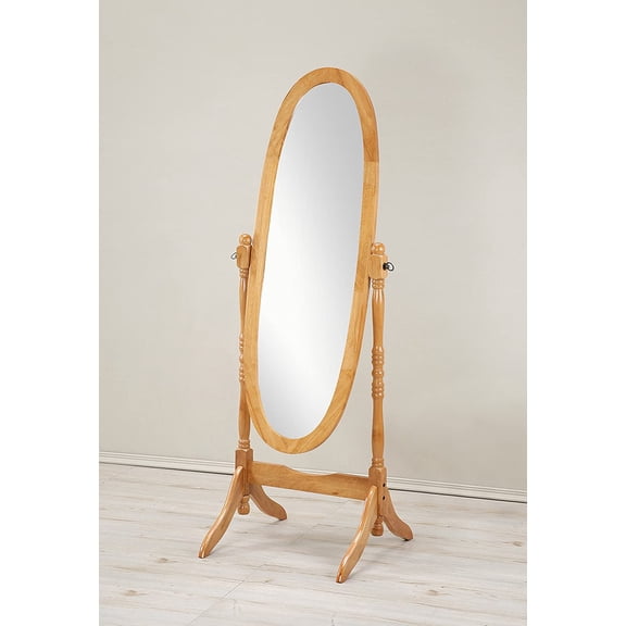 Traditional Queen Anna Style Wood Floor Cheval Mirror, Oak Finish