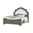 thumbnail image 1 of Traditional Queen Bed With Fabric Headboard, Rustic Gray Wood, Box Spring Required For Elegance Style, Curved Wood Frame, Support, 1 of 2