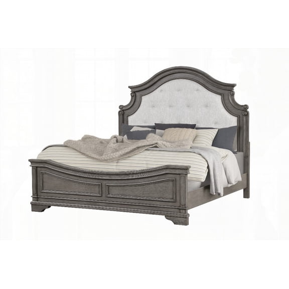 Traditional Queen Bed with Rustic Gray Wood and Massive Picture Frame Moldings