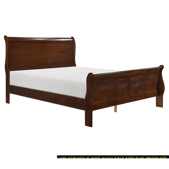 Traditional Queen Size Bed, Brown Cherry Veneer For Elegant Bedroom Finish Bed In Style With Engineered Wood Construction
