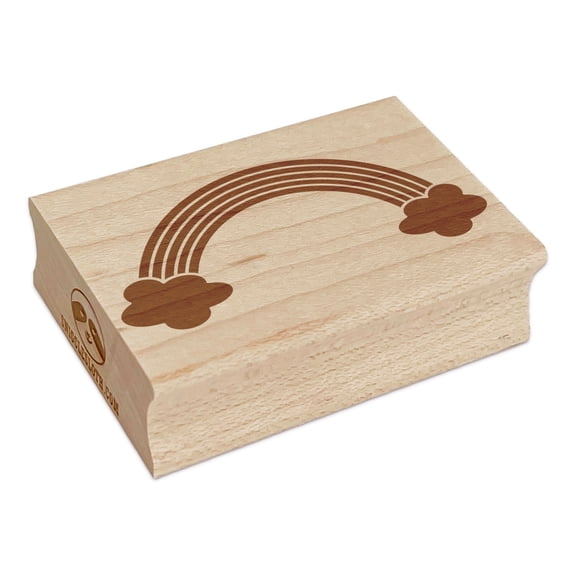 Traditional Rainbow Rectangle Rubber Stamp Stamping Scrapbooking Crafting - Small 1.7in