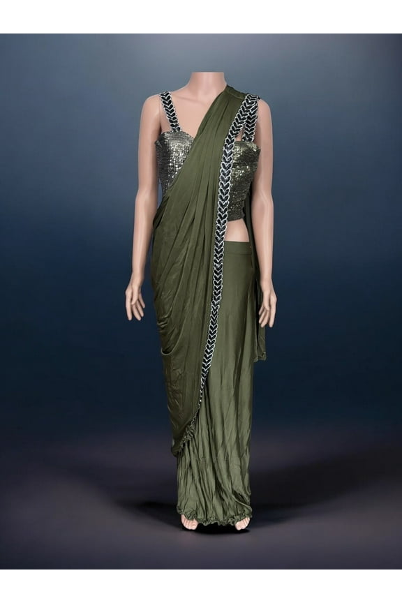 Traditional Ready to Wear Saree with Ready Blouse Cultural Wear for Women,J4