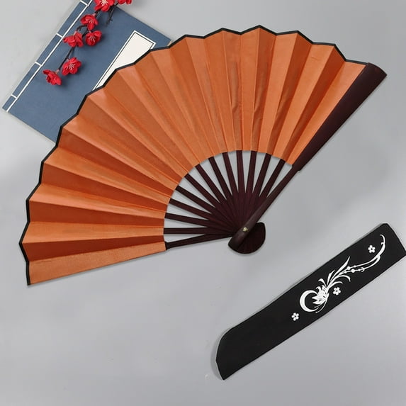 Traditional Red Bone Folding Fan Premium Fabric Solid Color Fan for Diy Hand Painted Art Calligraphy Advertisingdreamyjuly 8-Inch Red Bone Plain Folding Fan H