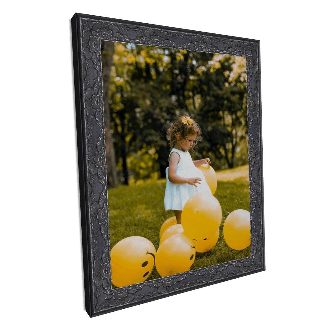 Traditional Renaissance Ornate Black Picture Frame with Silver