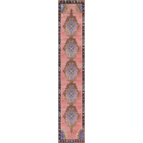 Traditional Rine Collection Area Rug 2'6"x14' - Pink