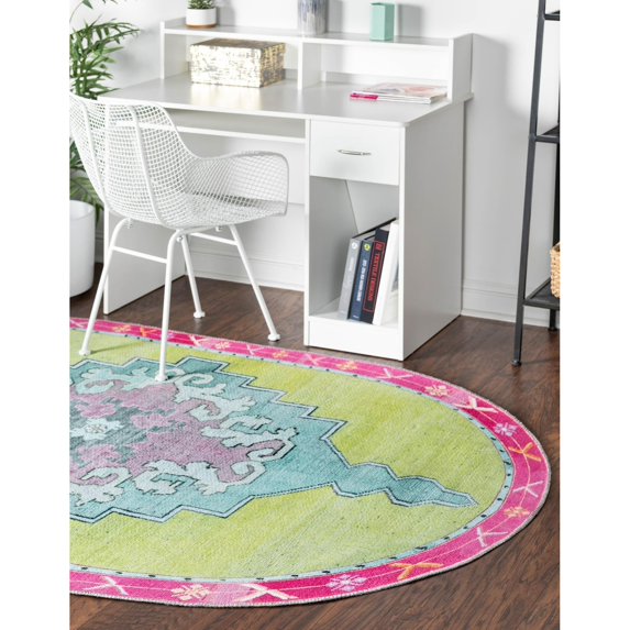 Traditional Rine Collection Area Rug 2'x3'1" Oval - Green