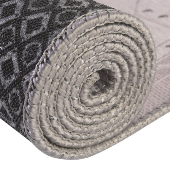 Traditional Rine Collection Area Rug 5'x5' Octagon - White-Gray