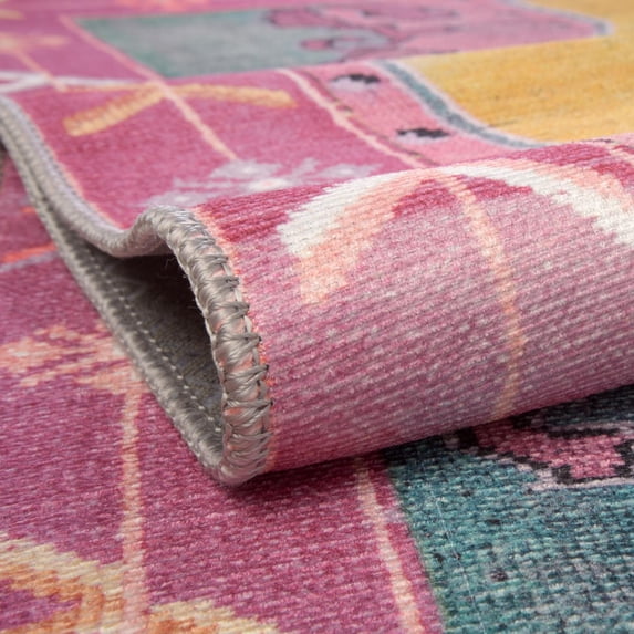 Traditional Rine Collection Area Rug 5'x5' Octagon - Yellow