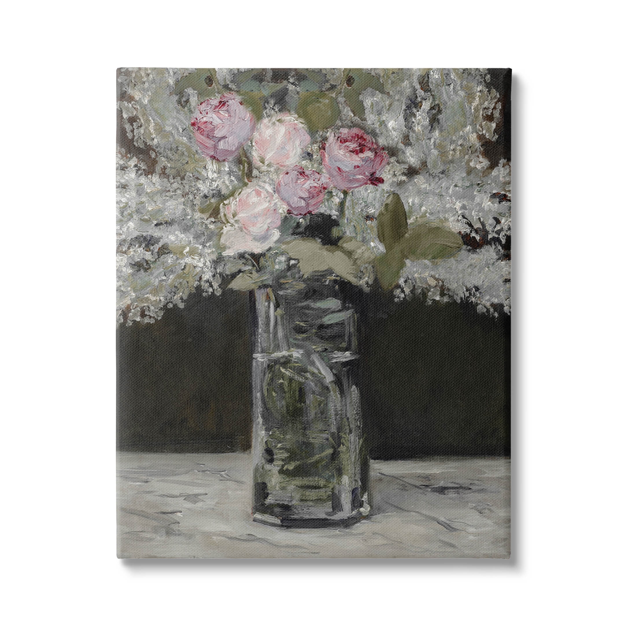 Traditional Rose Bouquet Still Life Botanical & Floral Painting Gallery Wrapped Canvas Print Wall Art