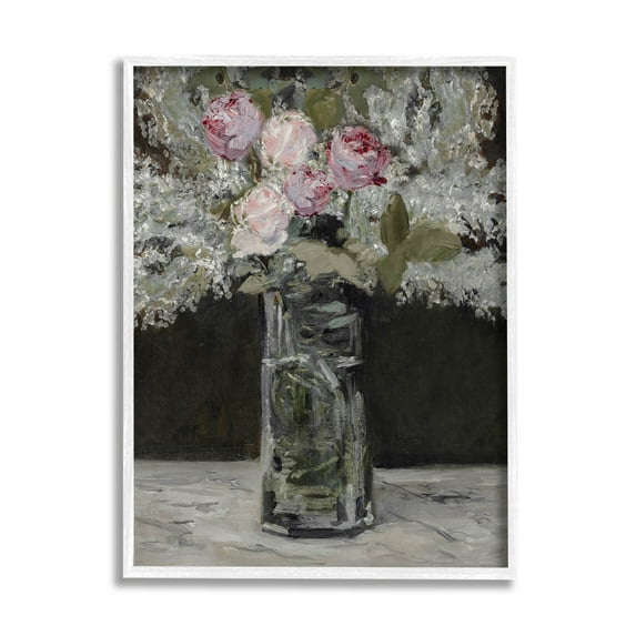 Traditional Rose Bouquet Still Life Botanical & Floral Painting White Framed Art Print Wall Art
