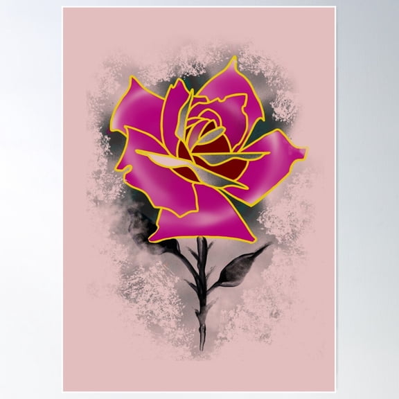 Traditional Rose With Distressed Background Poster Wall Art, Modern Wall Decor For Living Room Bedroom, 24x36 UNFRAMED