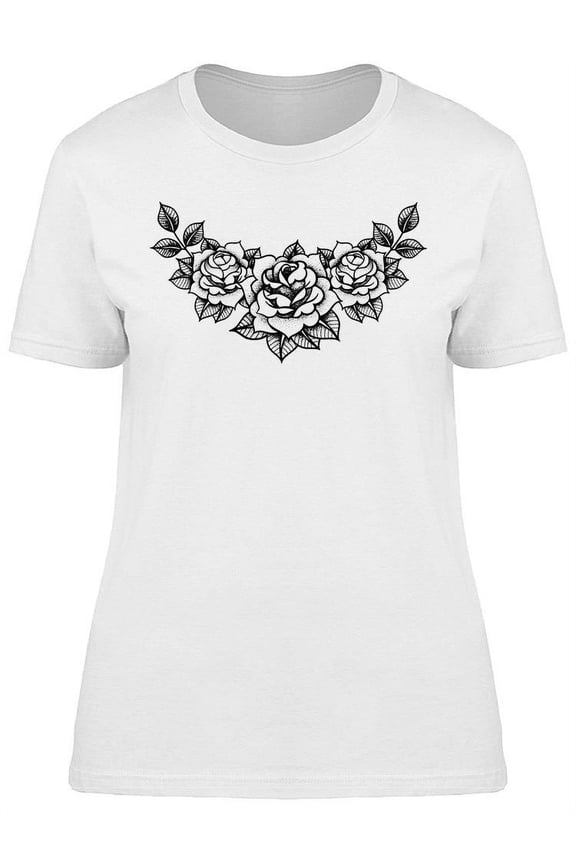 Traditional Roses Design T-Shirt Women -Image by Shutterstock, Female Medium