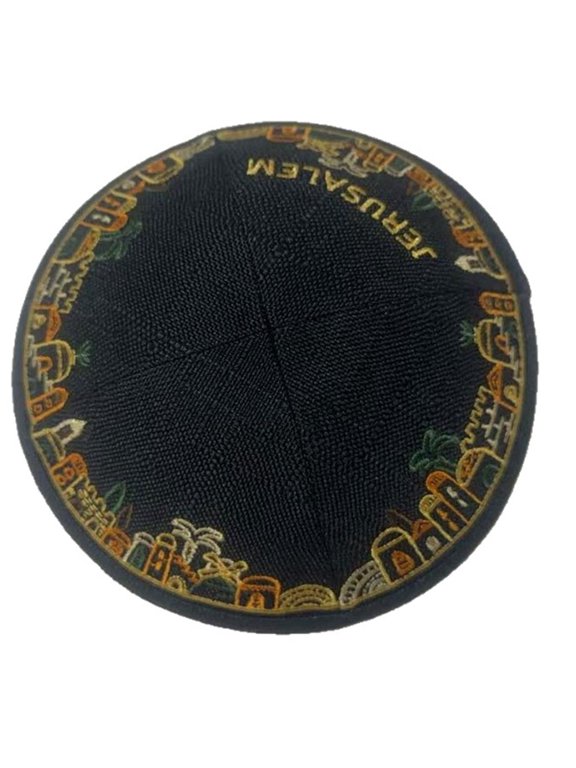 Traditional Round Cap with Embroidery Design for Men Daily Wear Breathable Cotton Jews Hat for Occasion