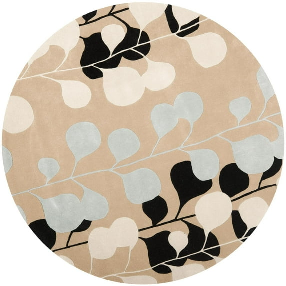 Traditional Rug - Capri Wool Pile -Beige/Ivory-Color:Beige/Ivory,Design:Traditional,Shape:Round,Size:7'L x 7'W