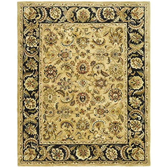 Traditional Rug - Classic Wool Pile -Gold/Black-Color:Gold/Black,Design:Traditional,Shape:Medium Rectangle,Size:8'L x 5'W