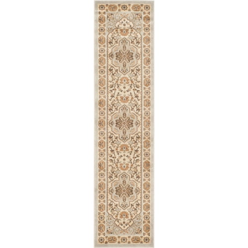 Traditional Rug - Florenteen Polypropelene Pile -Grey/Ivory-Color:Grey/Ivory,Design:Traditional,Shape:Runner,Size:6'L x 2'W