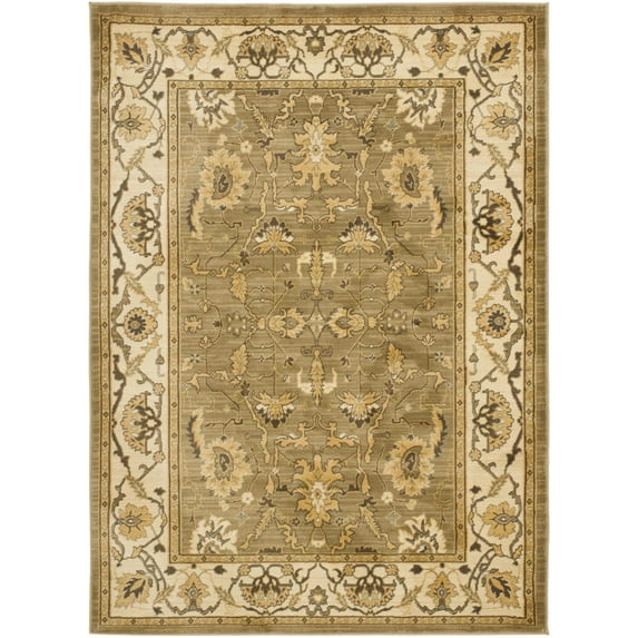 Traditional Rug - Heirloom -Green/Creme-Color:Green/Creme,Design:Traditional,Shape:Medium Rectangle,Size:5'3" x 7'6"