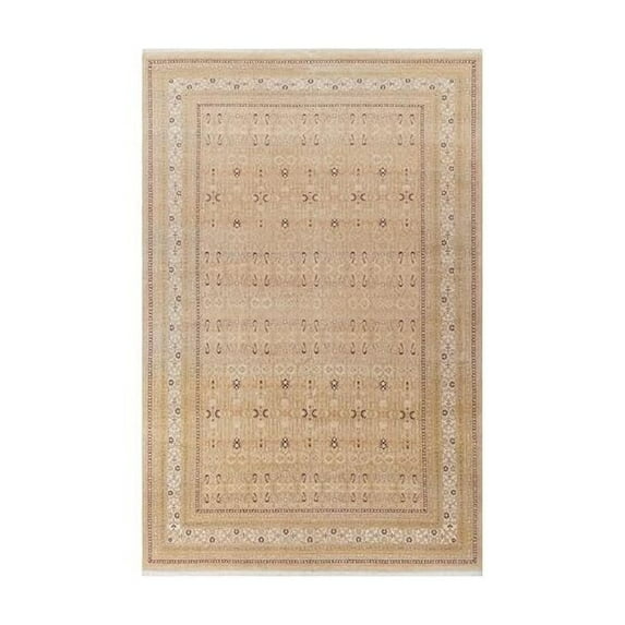 Safavieh Traditional Heirloom Wool Pile Area Rug-Color:Gold/Ivory,Design:Traditional,Shape:Medium Rectangle,Size:9'L x 6'W