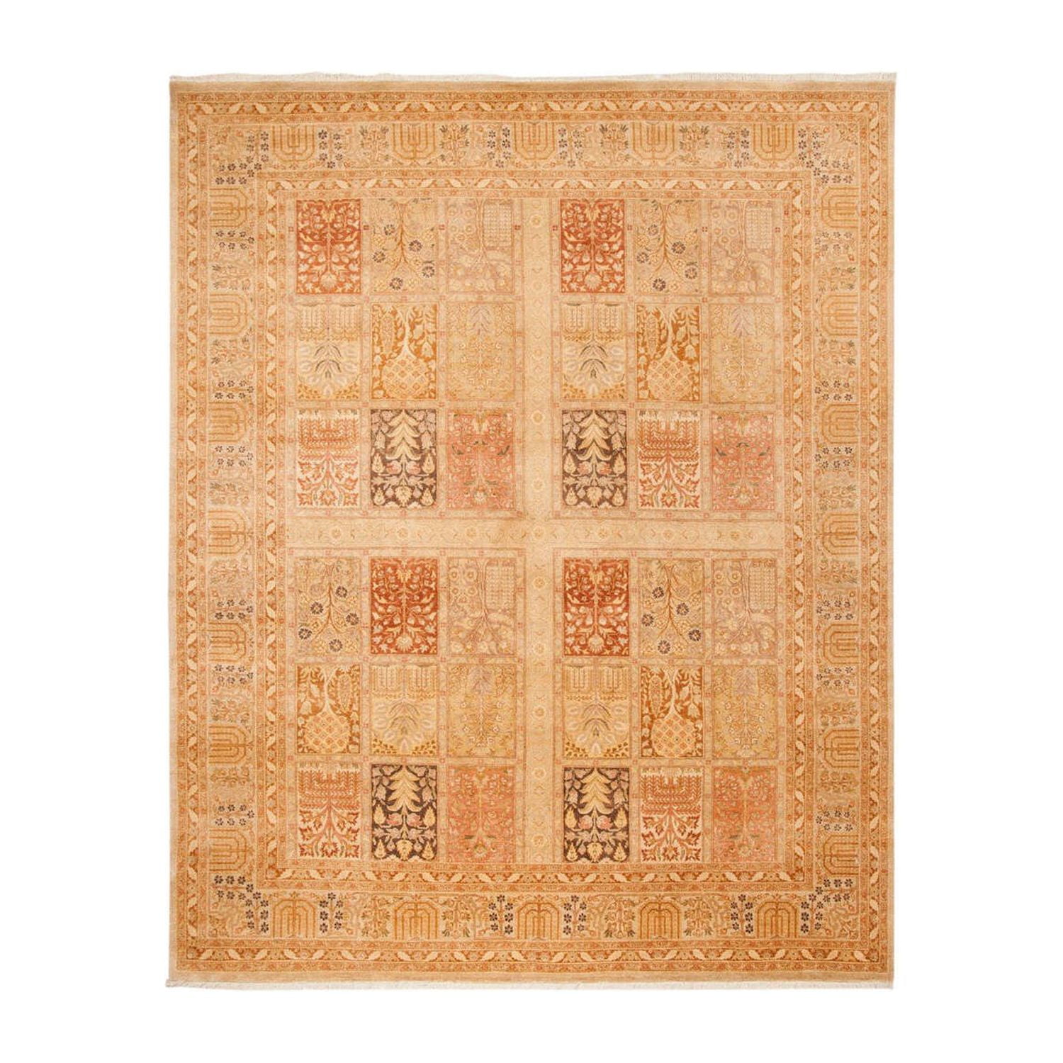 Hand-Knotted Sand Geometric Wool 6' x 9' Rug
