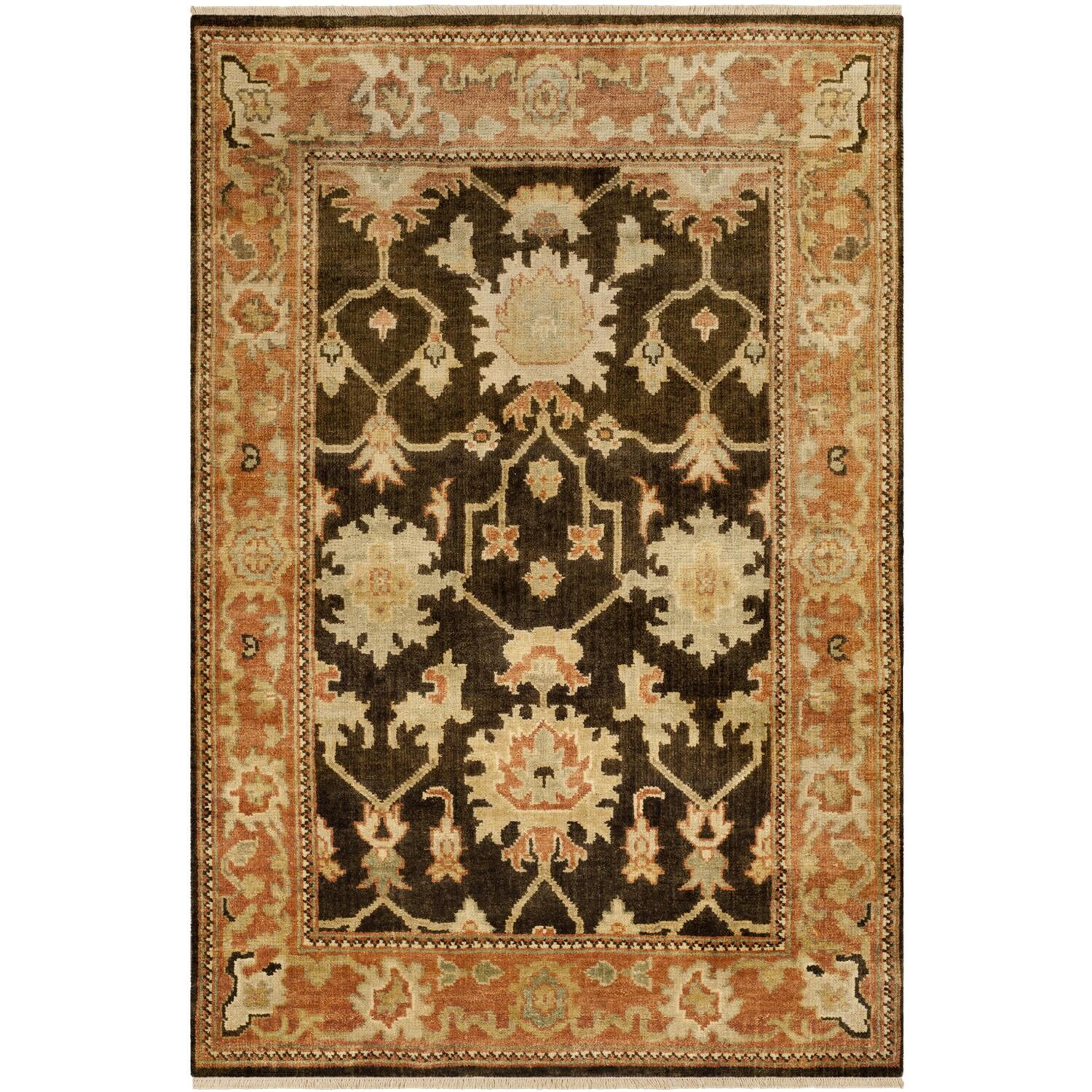 Oushak Brown and Rust Hand-Knotted Wool Area Rug 4' x 6'